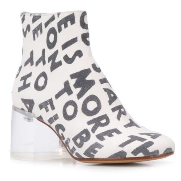 NEW MM6 Maison Margiela Text Print Ankle Boots - Picture 1 of 9